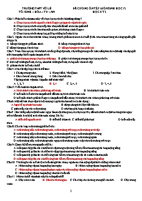 Đê cương ôn tâp học kỳ II môn Sinh hoc Lớp 12 - Trường THPT Vũ Lễ
